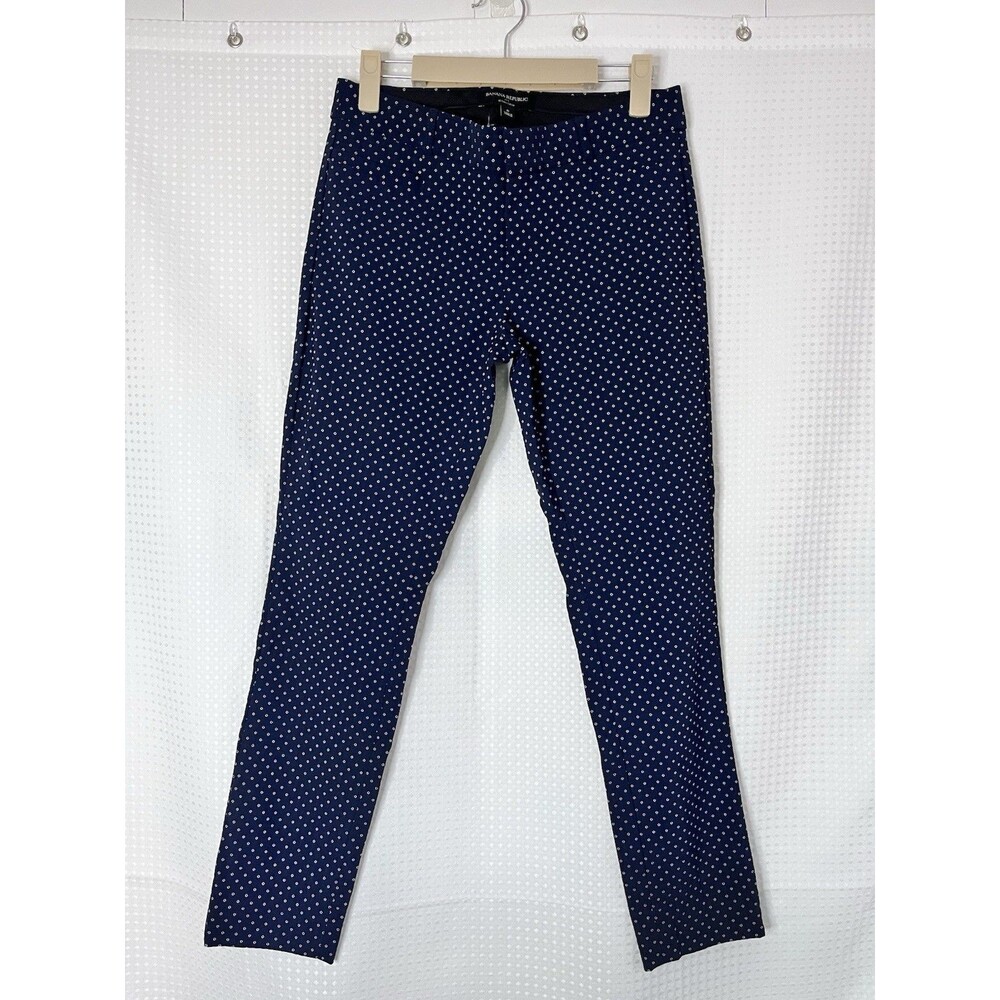 Banana Republic Sloan Crop Pants Women’s Size 0 Blue White Polka Dot Slim Fit